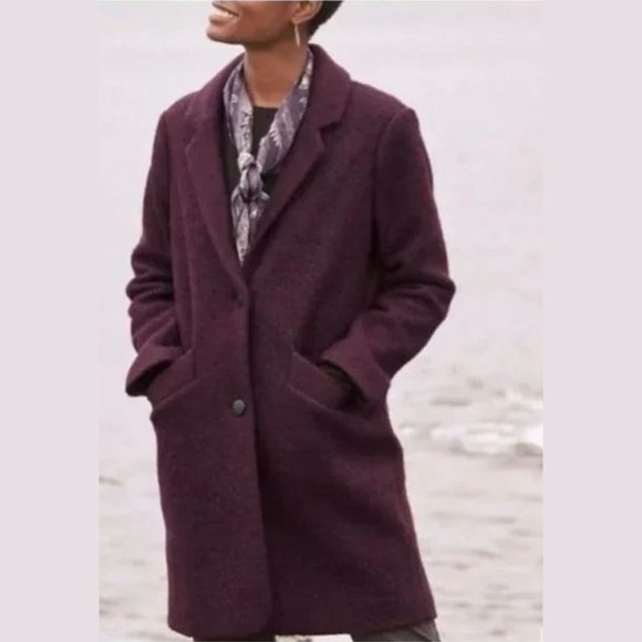 NWT Marc New York Paige Single Breasted Boucle Wool Coat in Burgundy - Picture 6 of 14